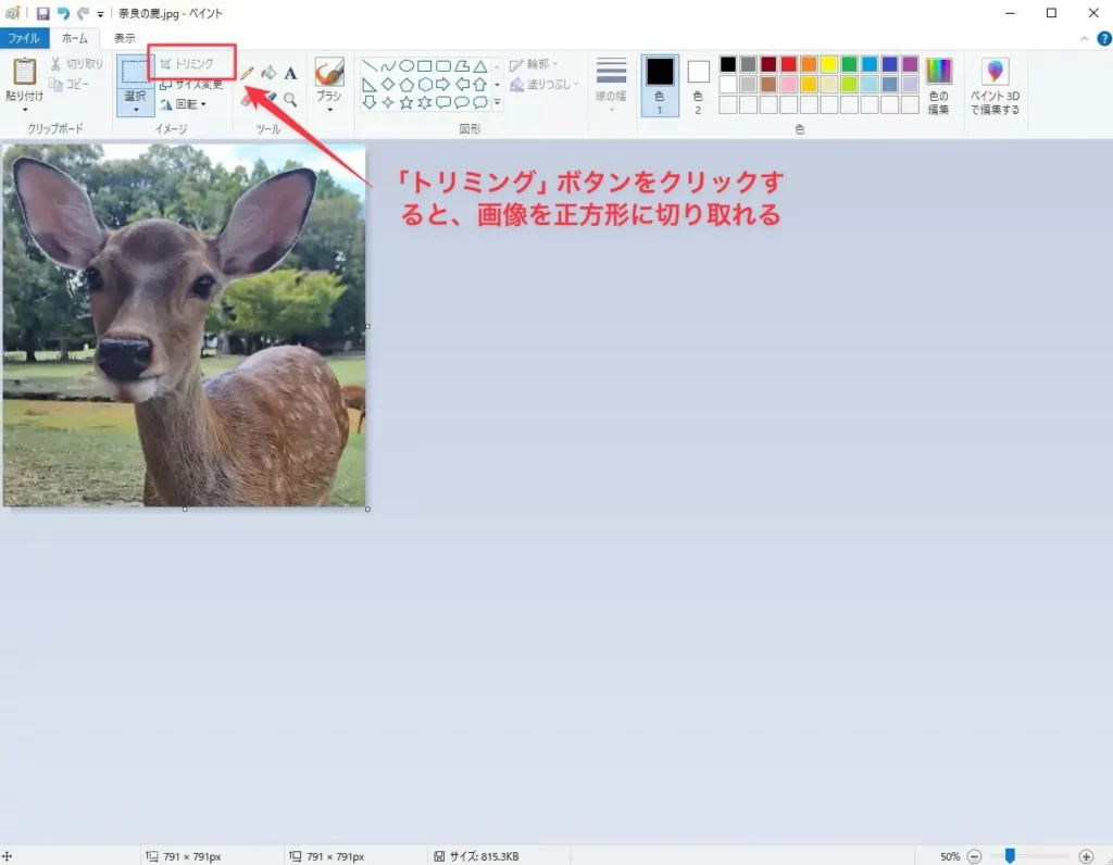 画像を正方形にトリミング