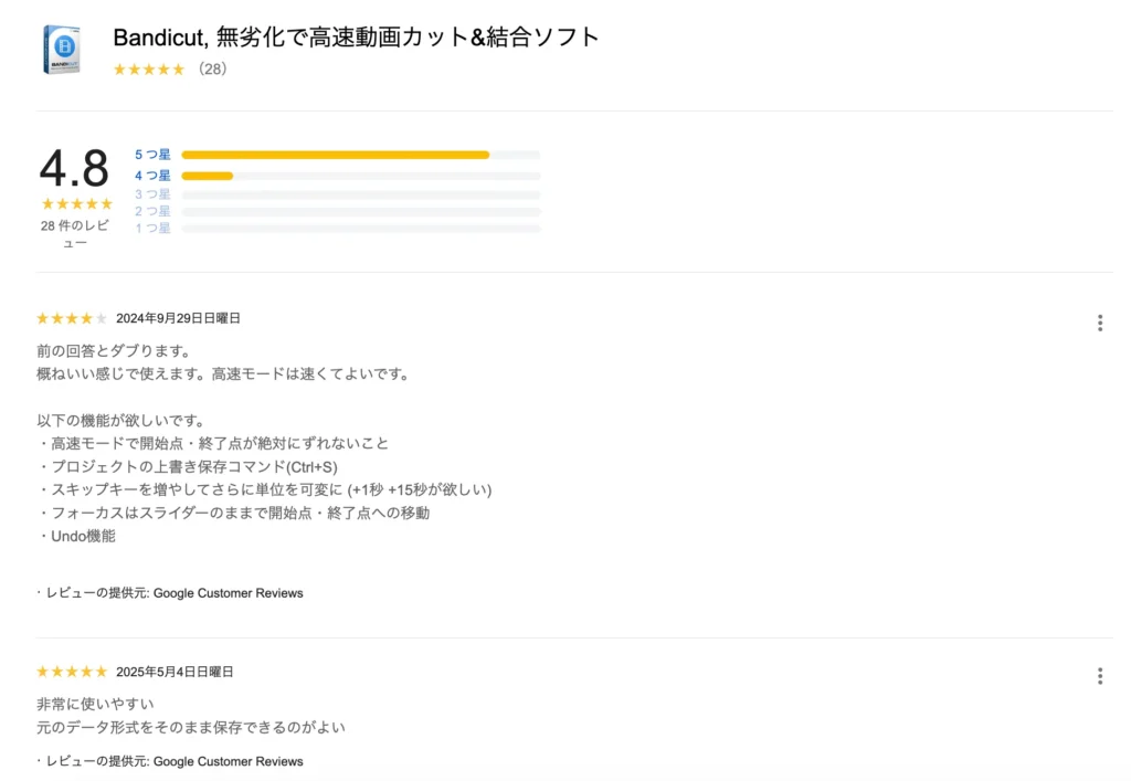 Bandicutのコメント